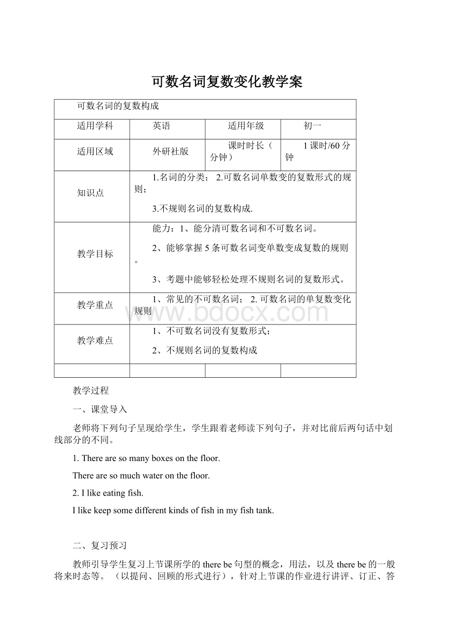 可数名词复数变化教学案.docx