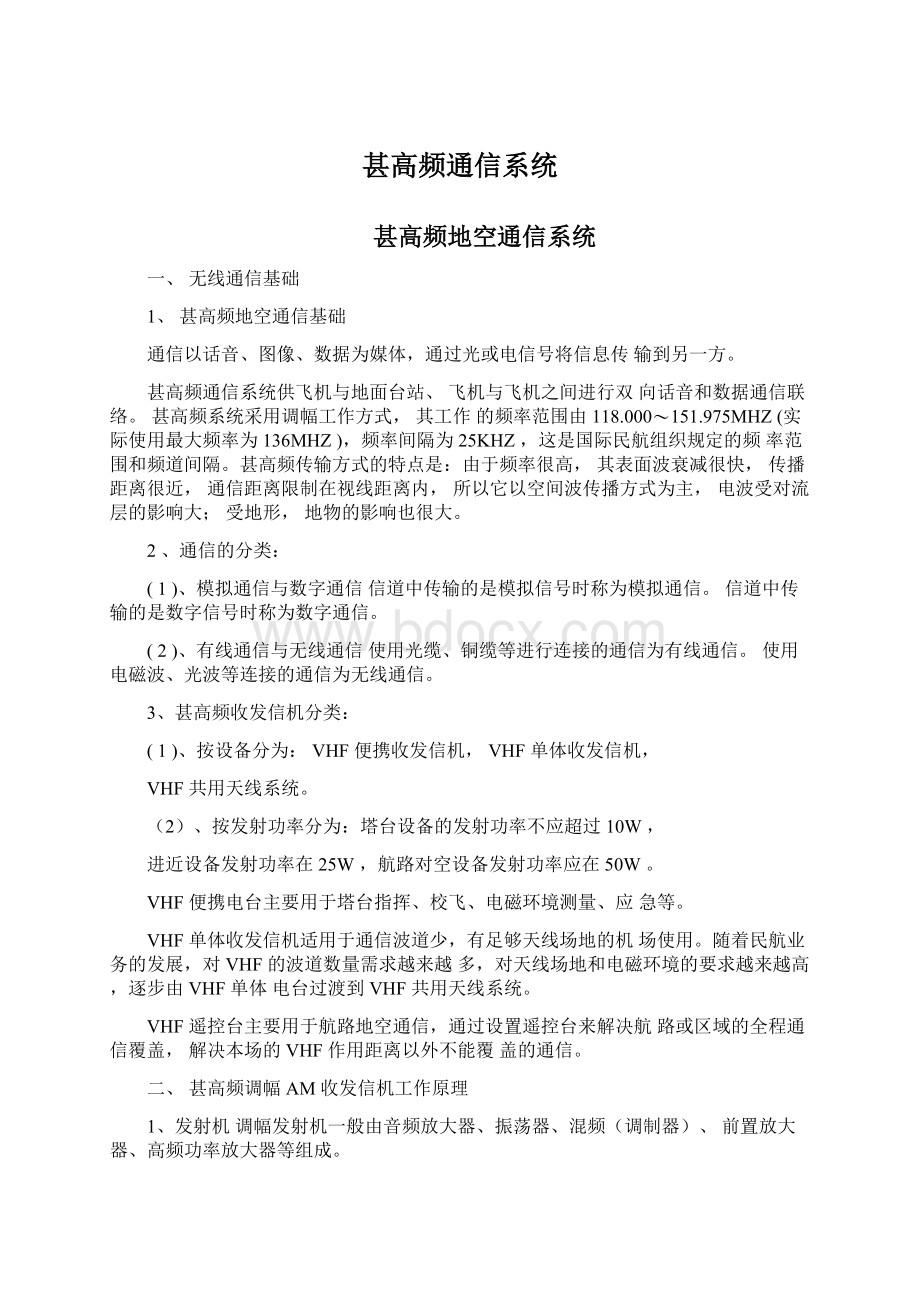 甚高频通信系统Word文档下载推荐.docx_第1页