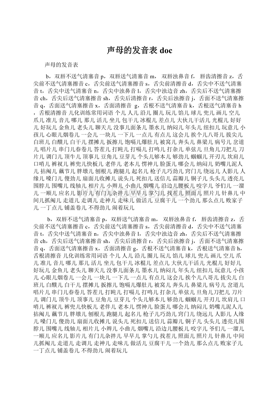 声母的发音表docWord文档下载推荐.docx_第1页