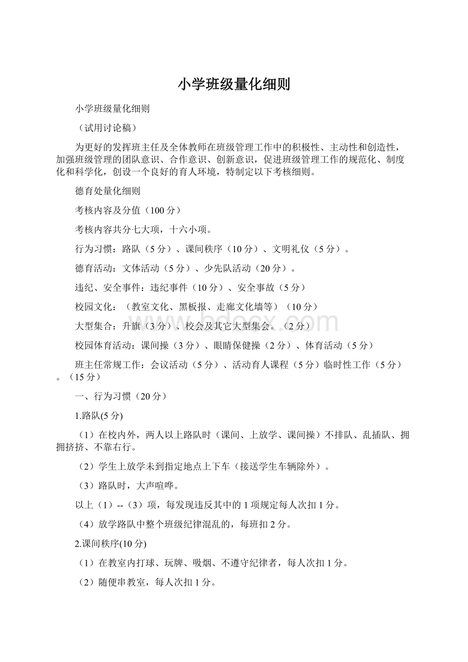 小学班级量化细则文档格式.docx_第1页