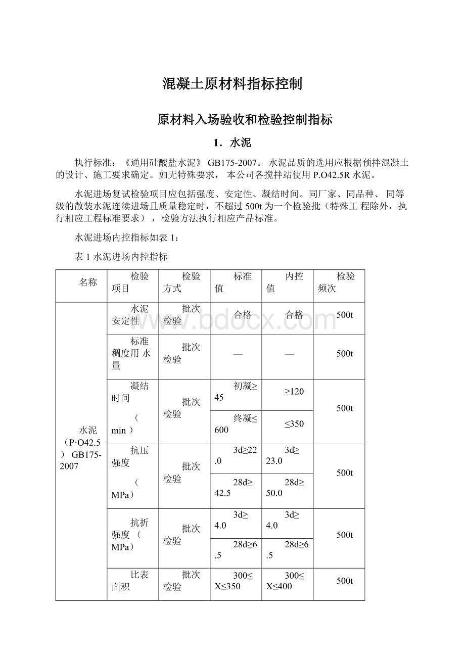 混凝土原材料指标控制文档格式.docx