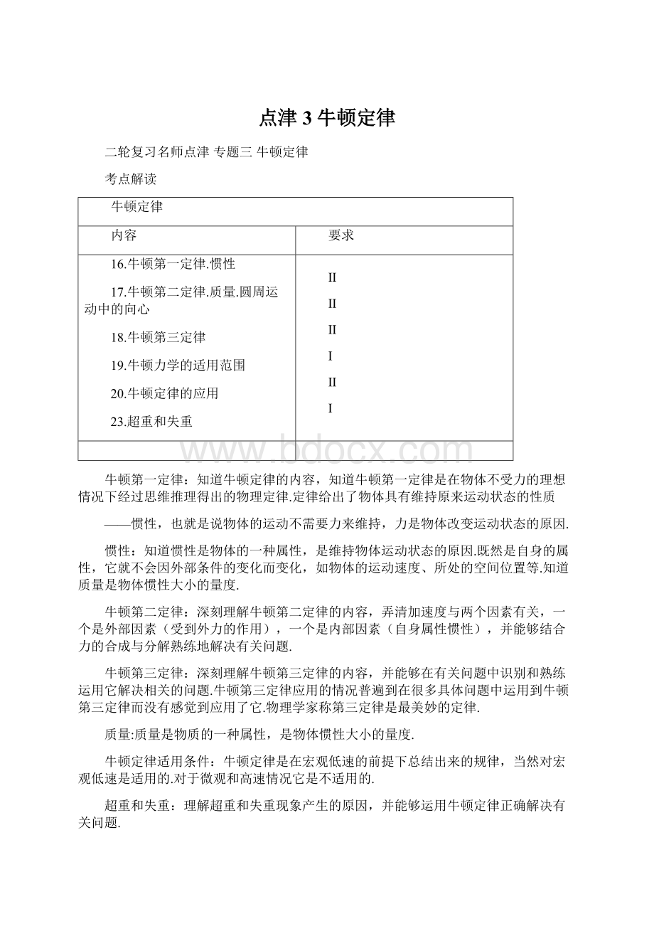 点津3牛顿定律Word下载.docx_第1页