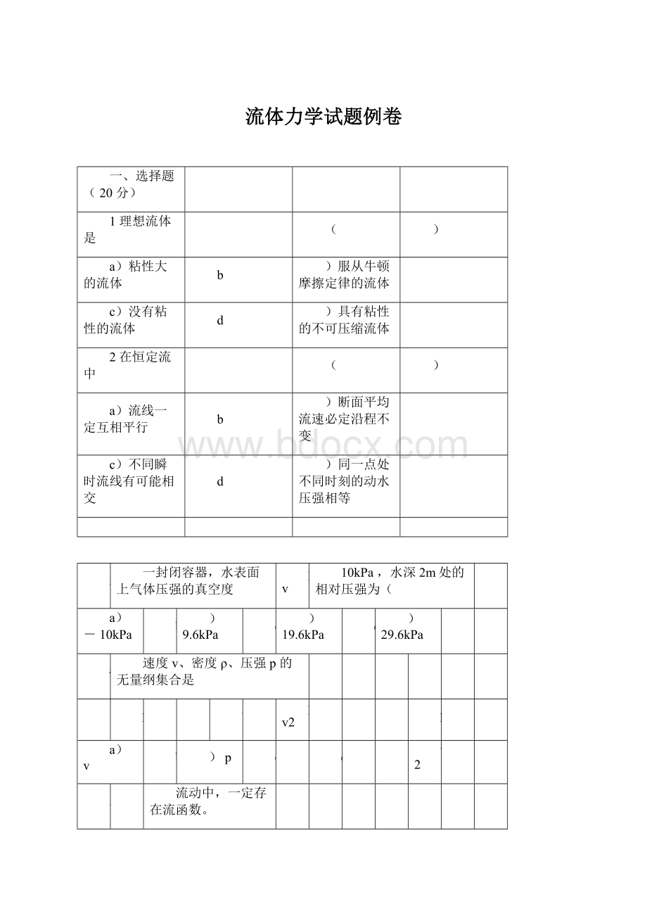 流体力学试题例卷.docx_第1页