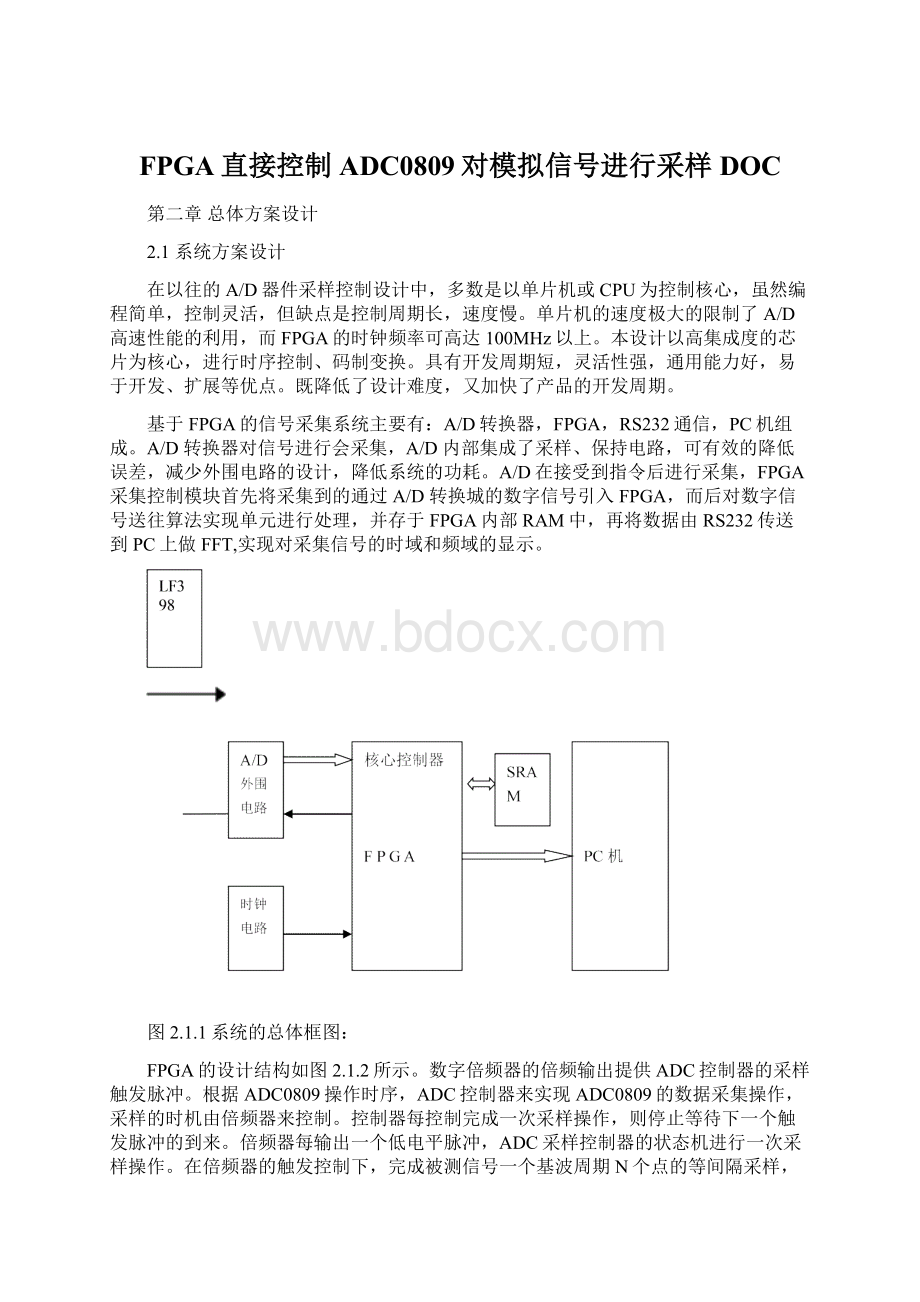 FPGA直接控制ADC0809对模拟信号进行采样DOC文档格式.docx