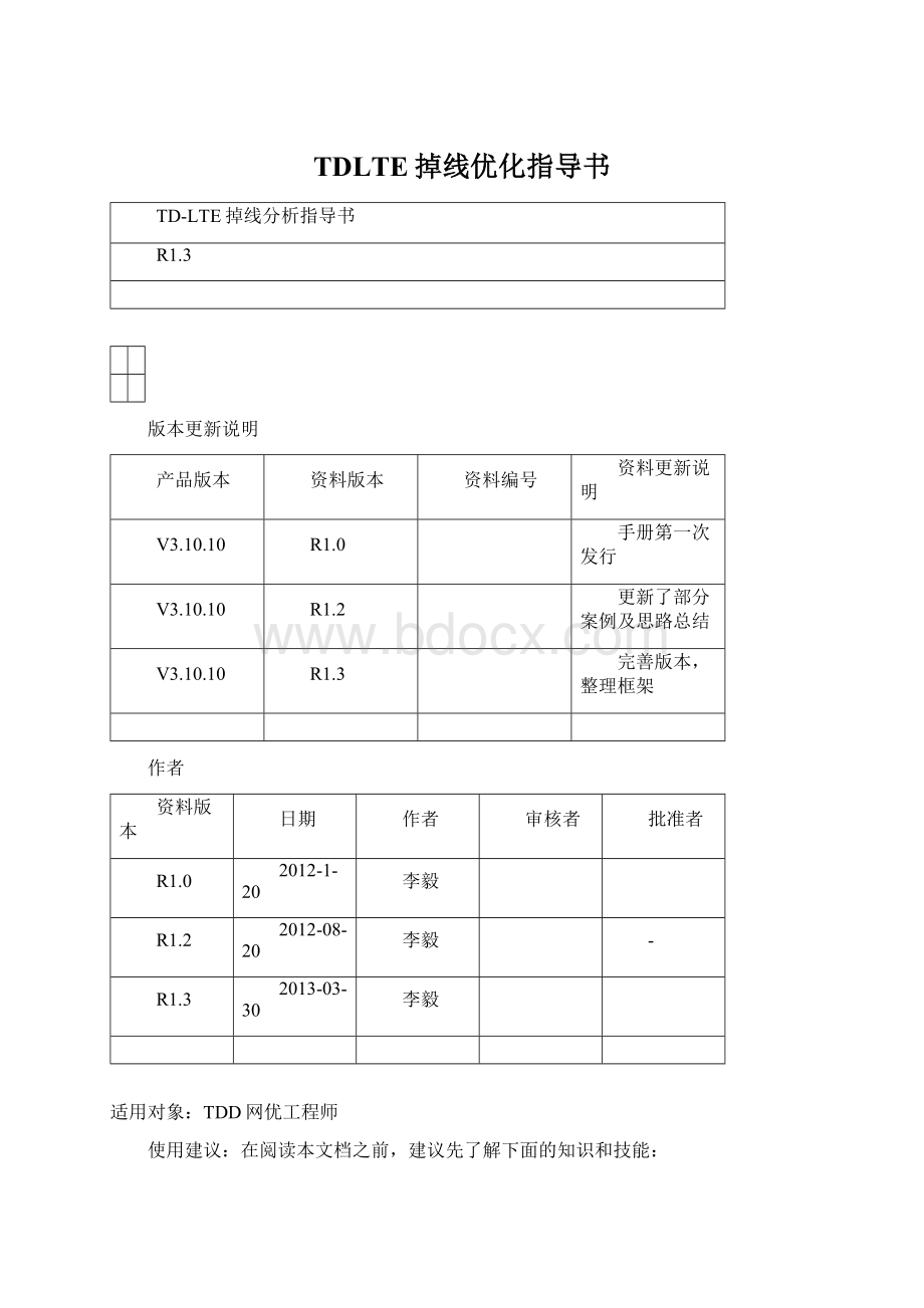 TDLTE掉线优化指导书.docx_第1页