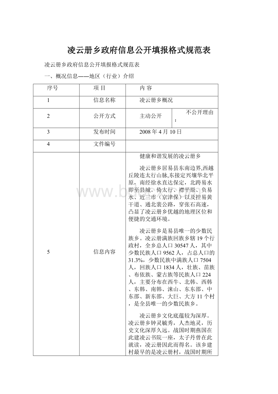 凌云册乡政府信息公开填报格式规范表Word格式文档下载.docx