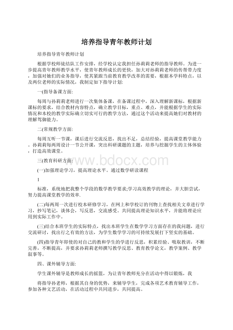 培养指导青年教师计划.docx