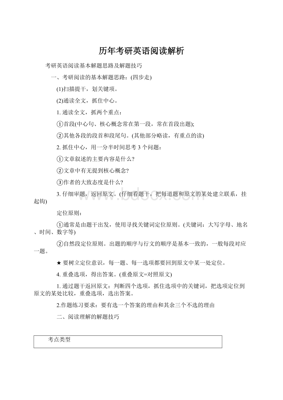 历年考研英语阅读解析.docx_第1页