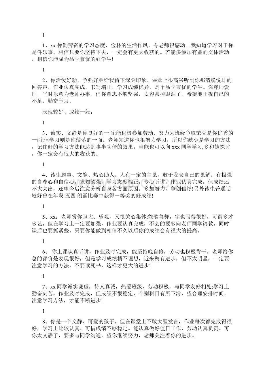 初中各类学生评语大全可编辑版.docx_第2页