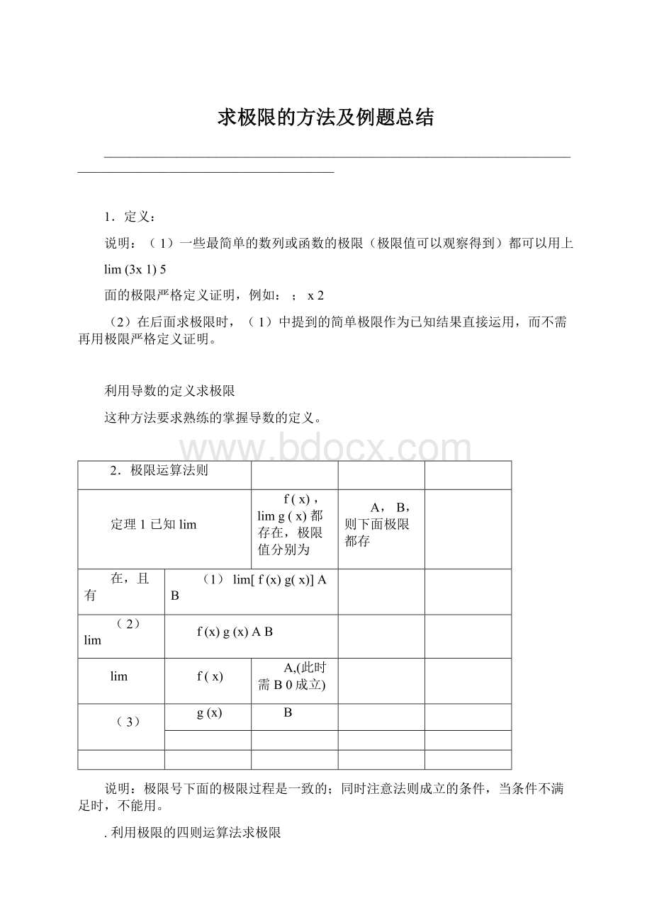 求极限的方法及例题总结Word下载.docx