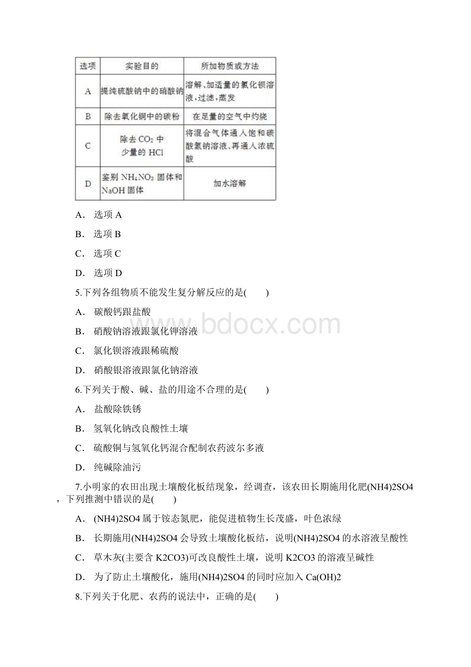 人教版中考化学复习专题 盐 化肥含答案.docx_第2页