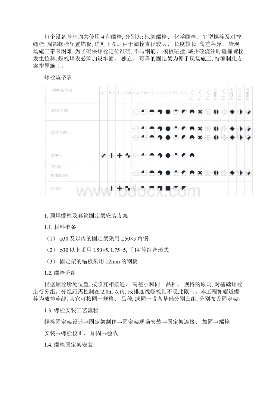 预埋螺栓及锚板施工方案样本Word文件下载.docx_第2页