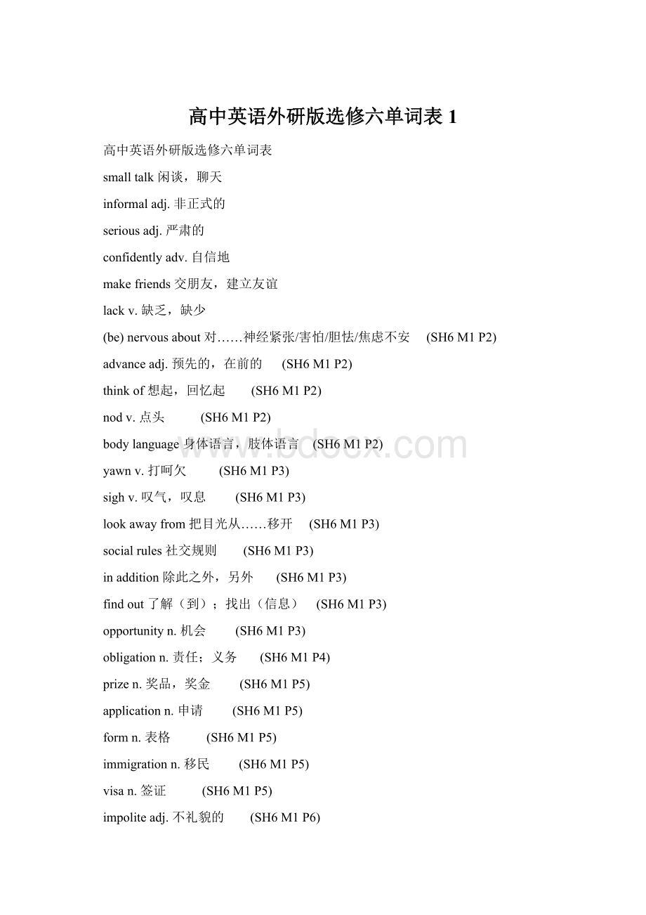 高中英语外研版选修六单词表 1Word文档格式.docx
