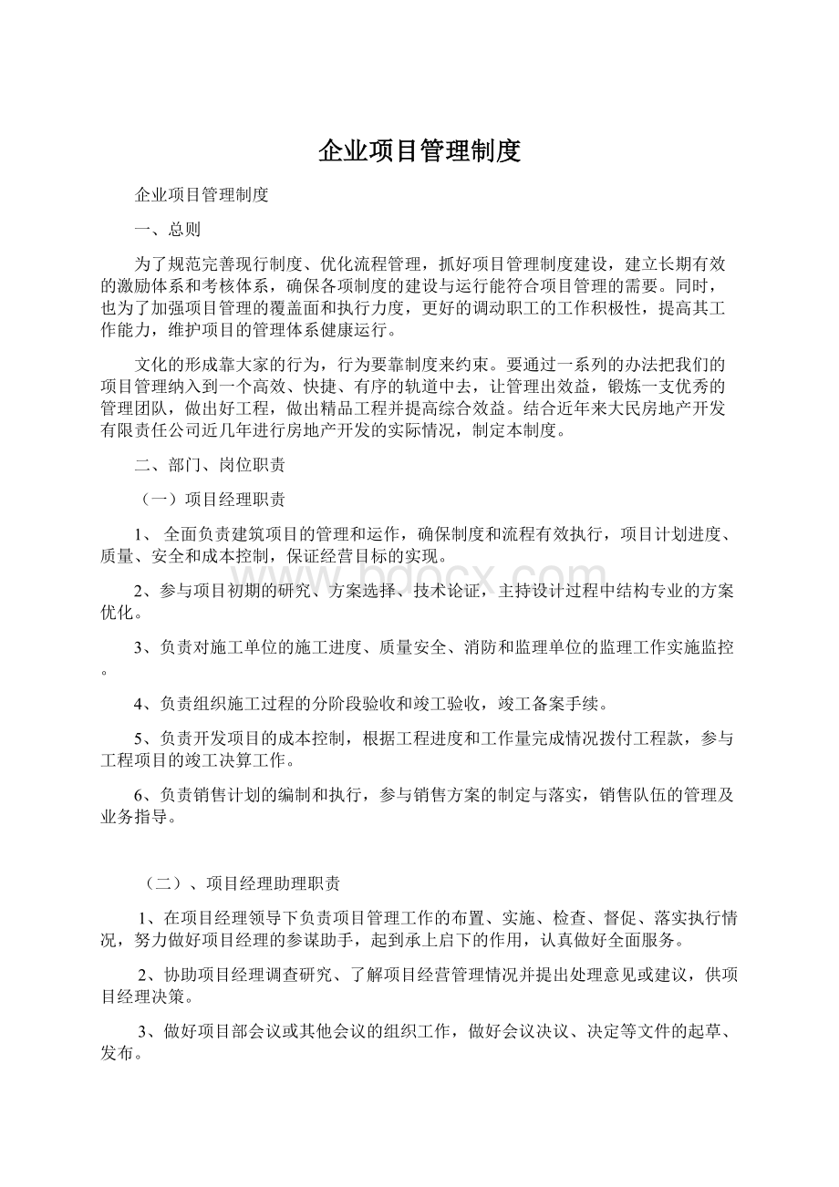 企业项目管理制度Word格式.docx