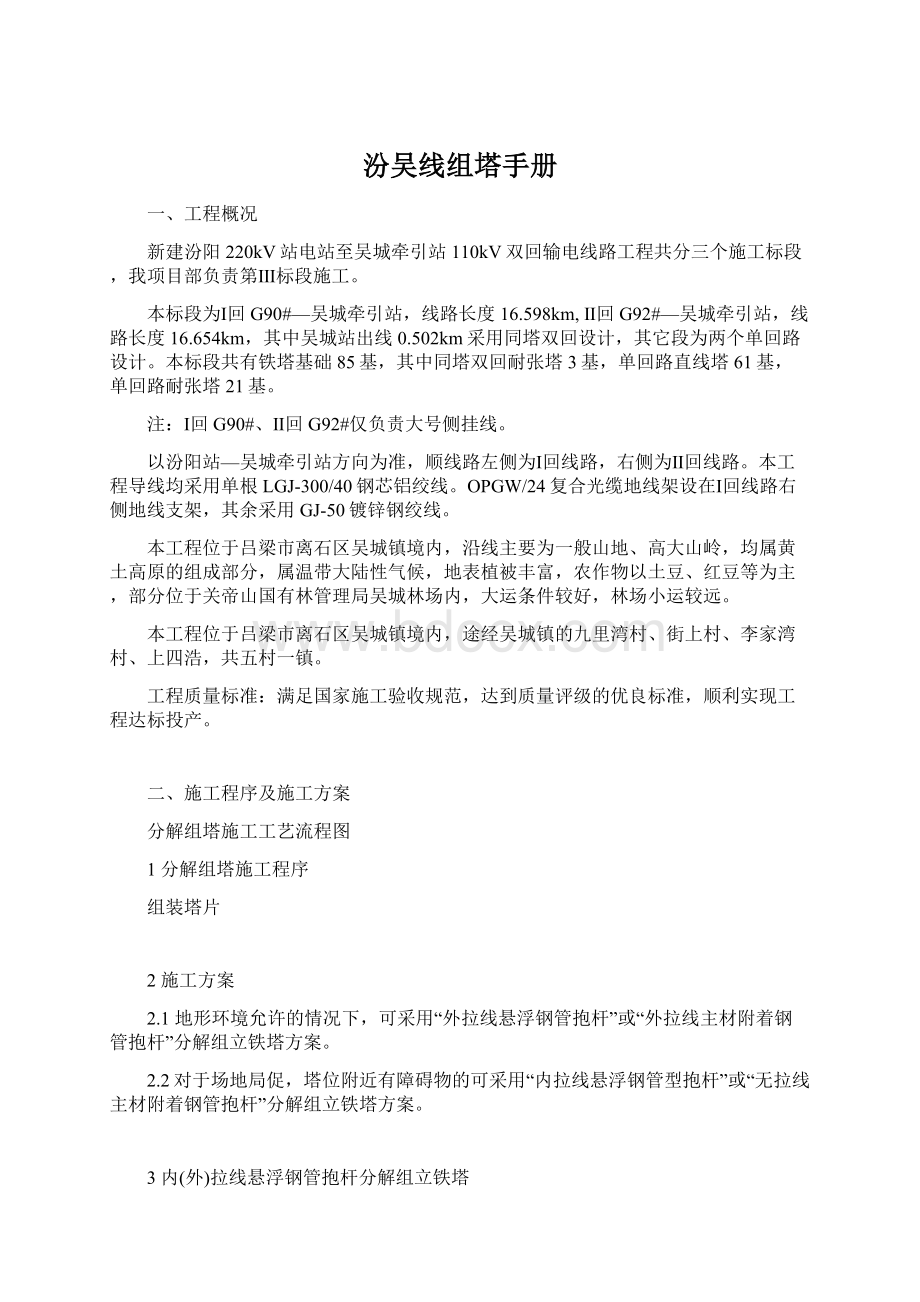 汾吴线组塔手册文档格式.docx