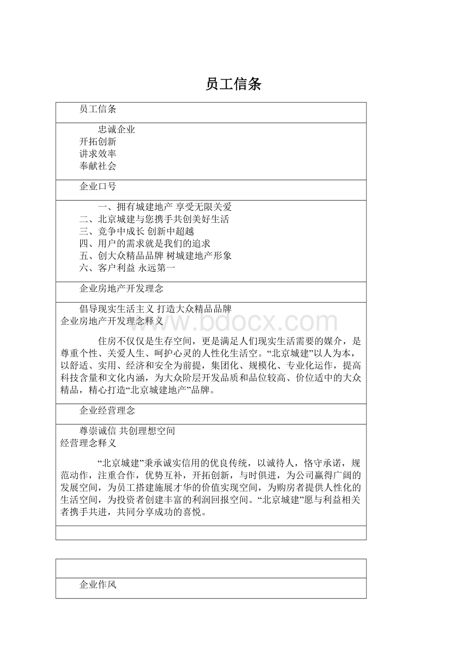 员工信条Word文档格式.docx