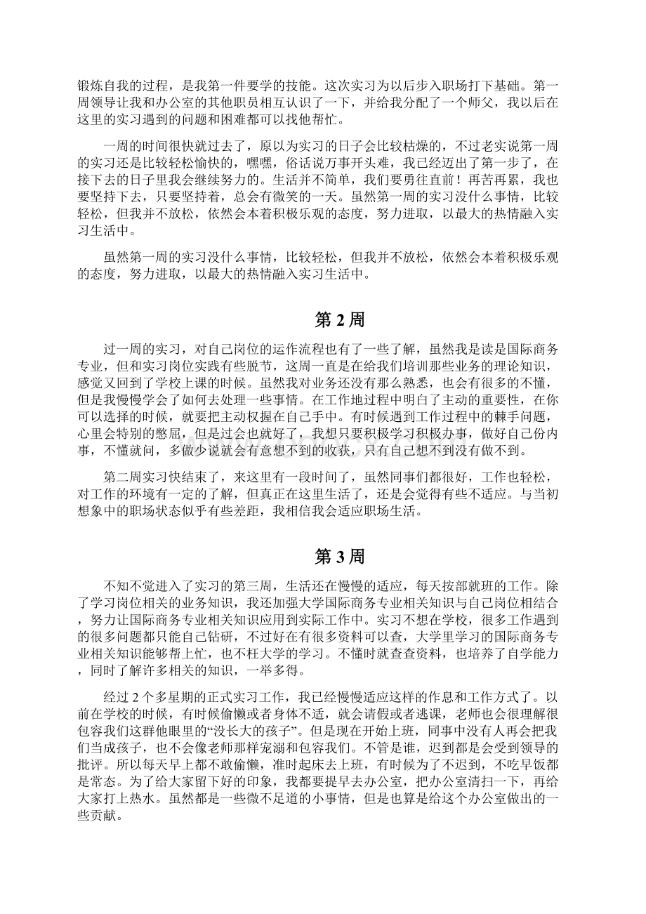 最新国际商务专业毕业实习周记范文原创全套.docx_第2页