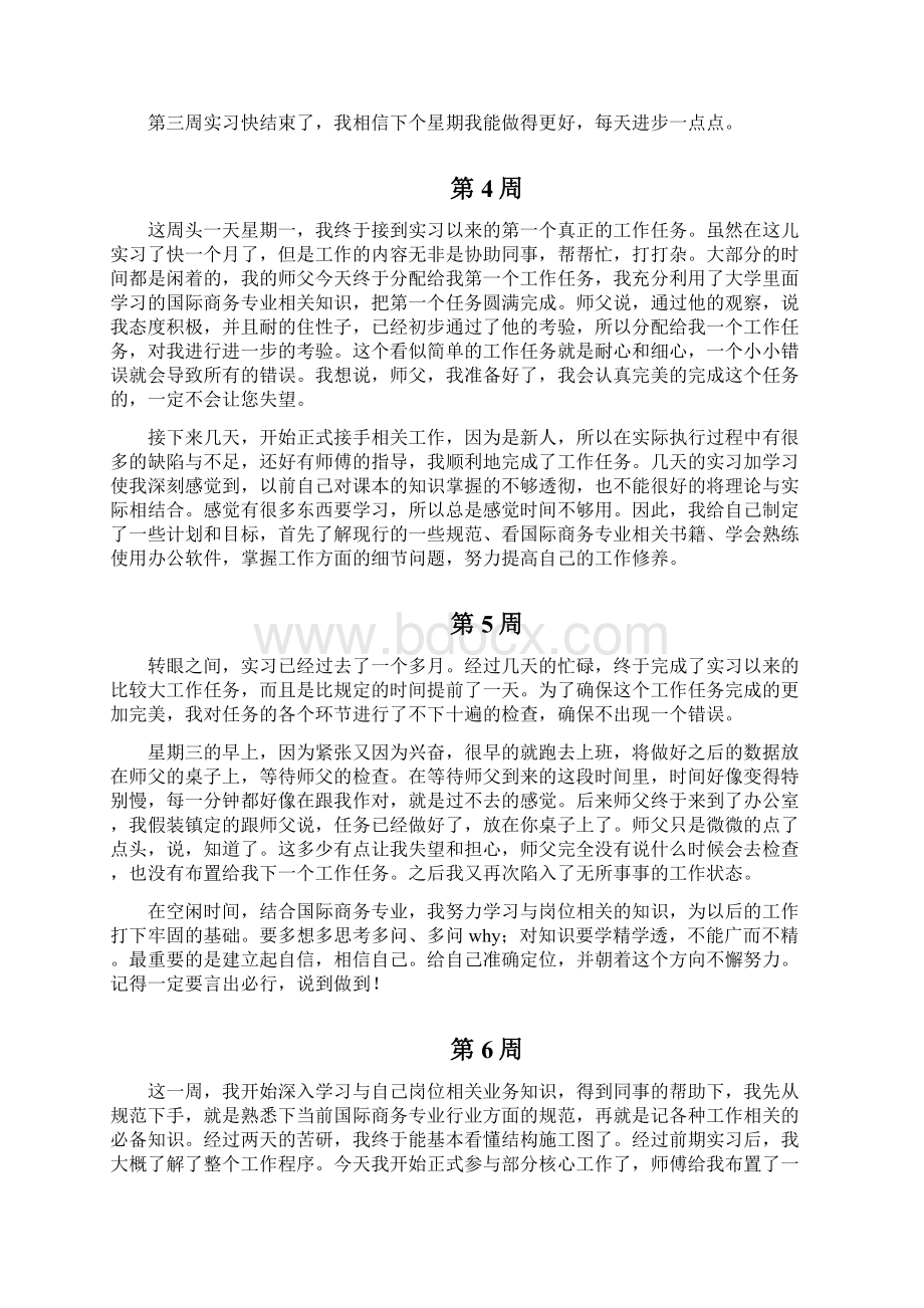 最新国际商务专业毕业实习周记范文原创全套.docx_第3页