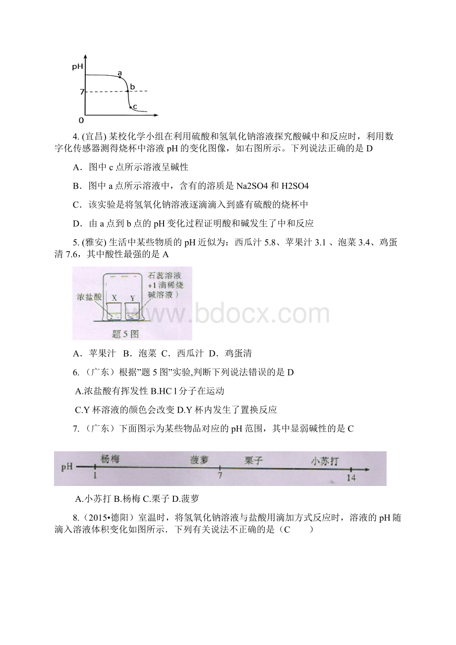 中考化学常见的酸和碱精选题.docx_第2页