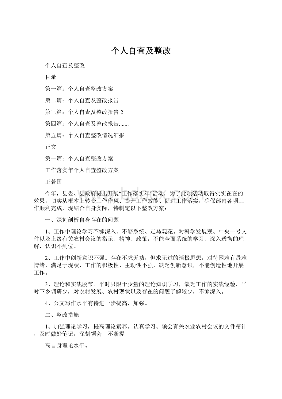 个人自查及整改Word文件下载.docx