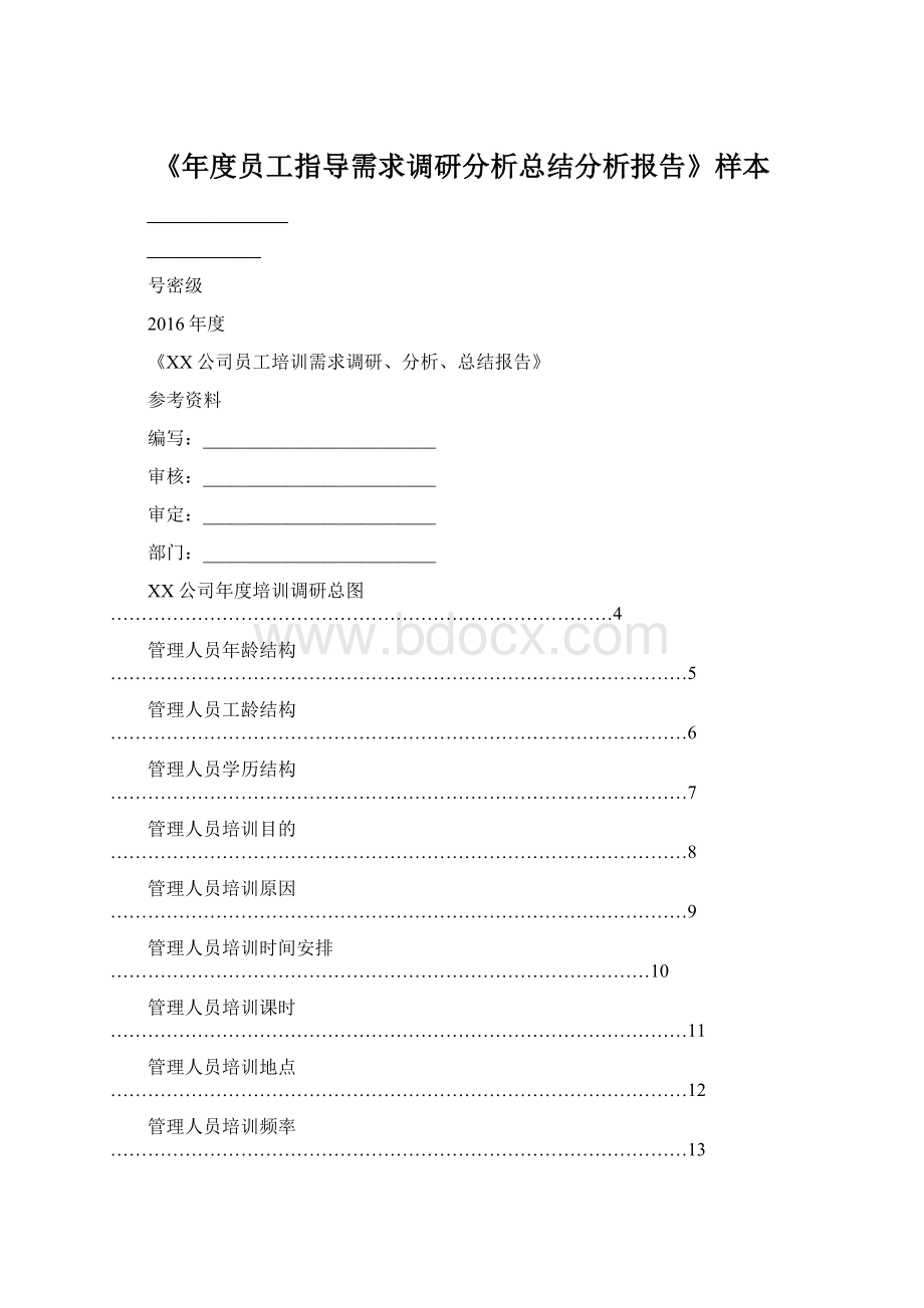 《年度员工指导需求调研分析总结分析报告》样本.docx_第1页