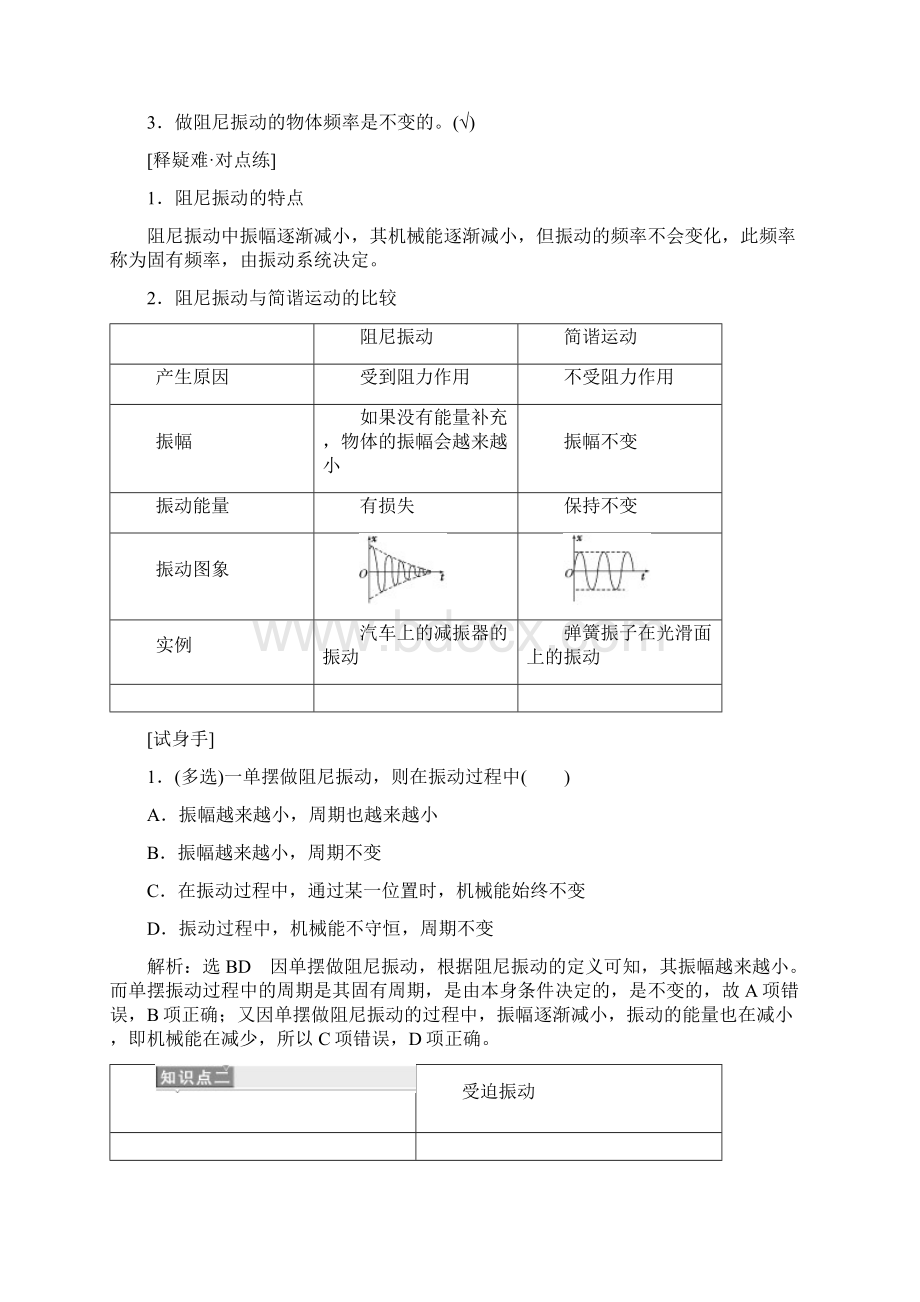 学年高中物理三维设计人教版选修34浙江专版第十一章第5节 外力作用下的振动.docx_第2页