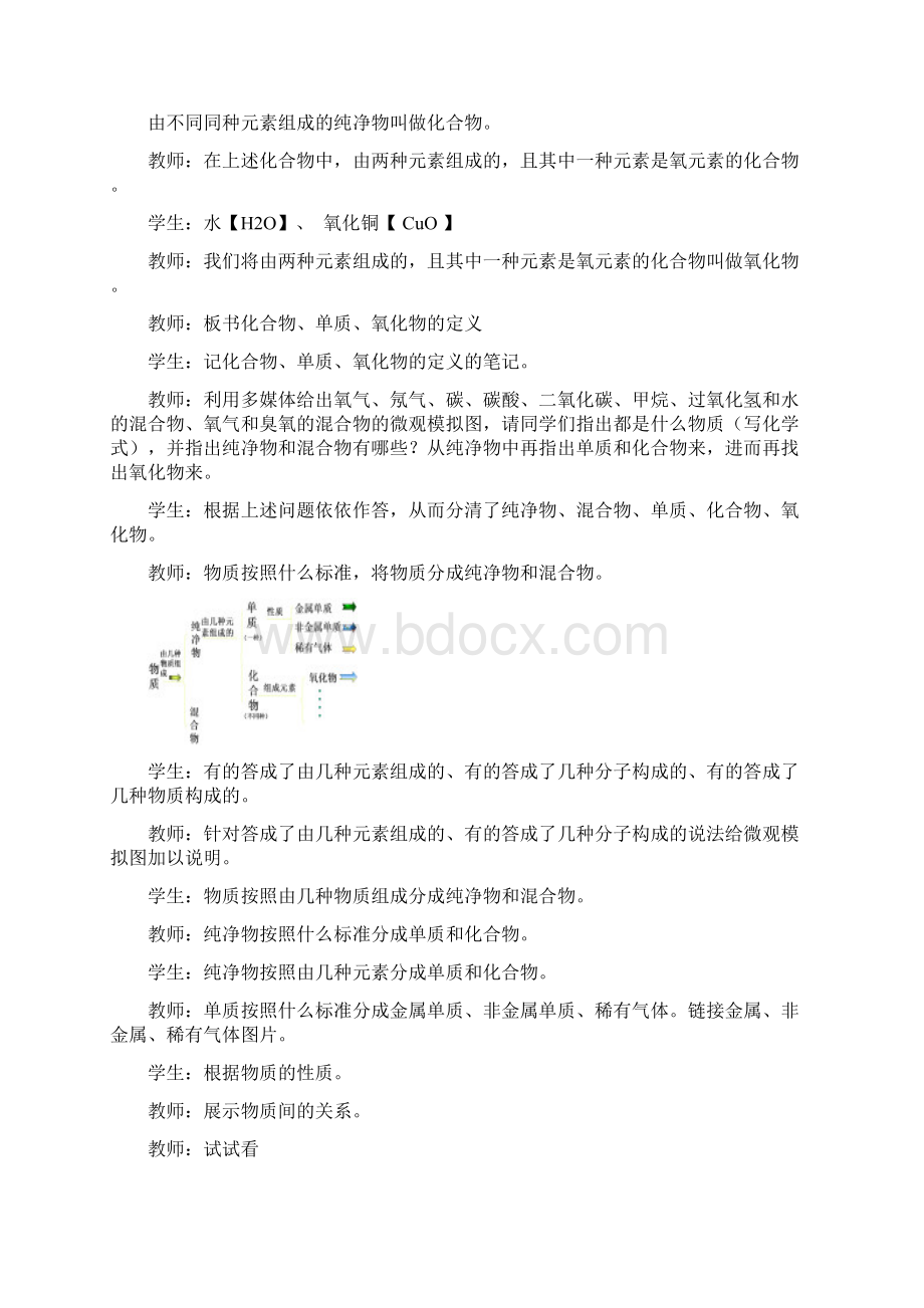 初中化学物质的分类课题教案Word文档格式.docx_第2页