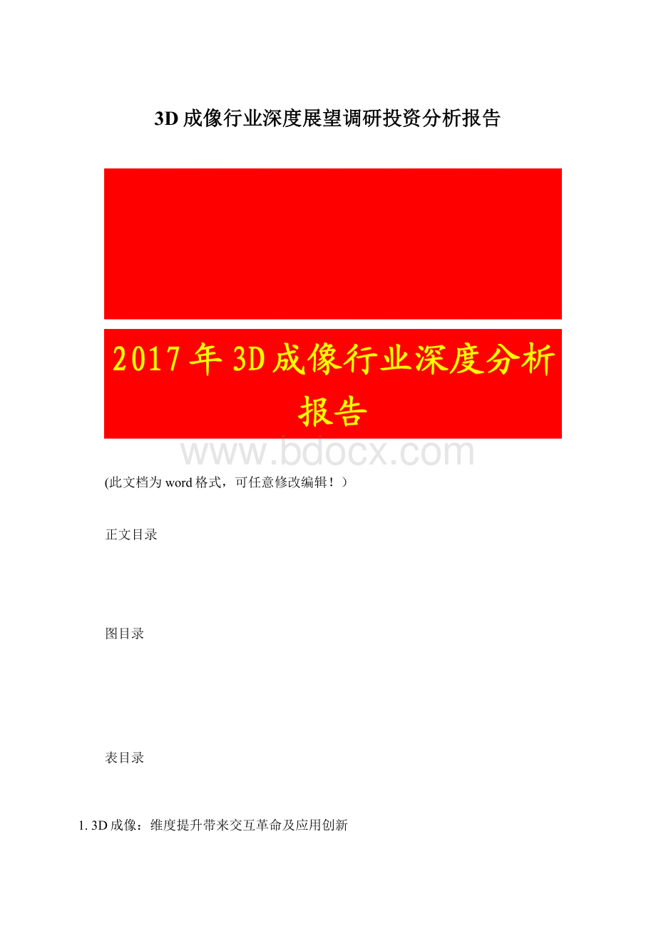 3D成像行业深度展望调研投资分析报告Word格式.docx