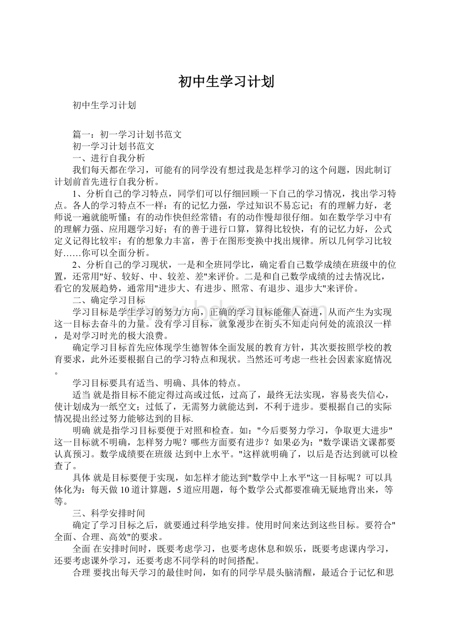 初中生学习计划.docx