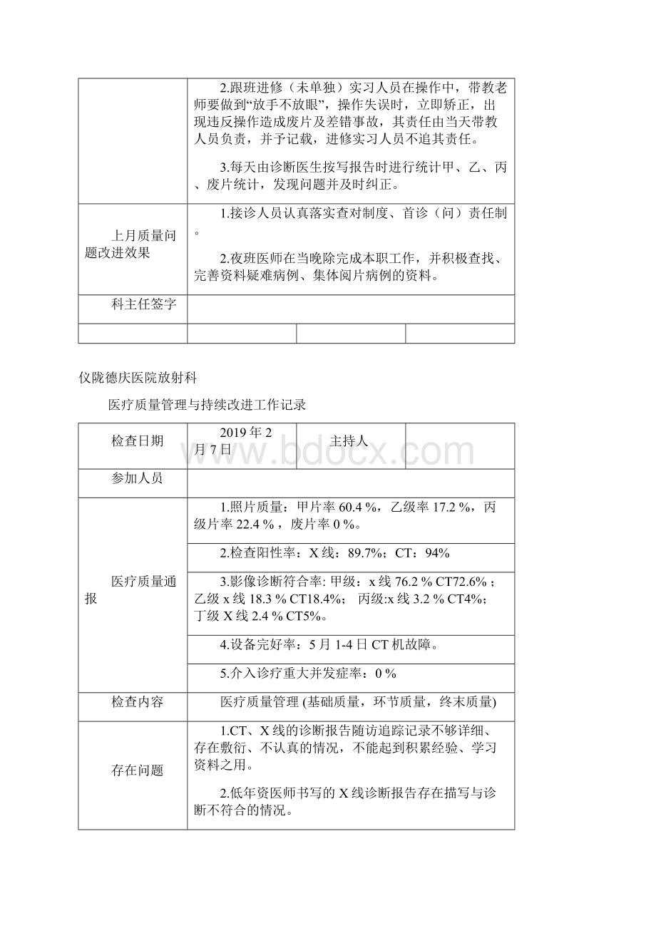 仪陇德庆医院放射科医疗质量持续改进记录.docx_第2页