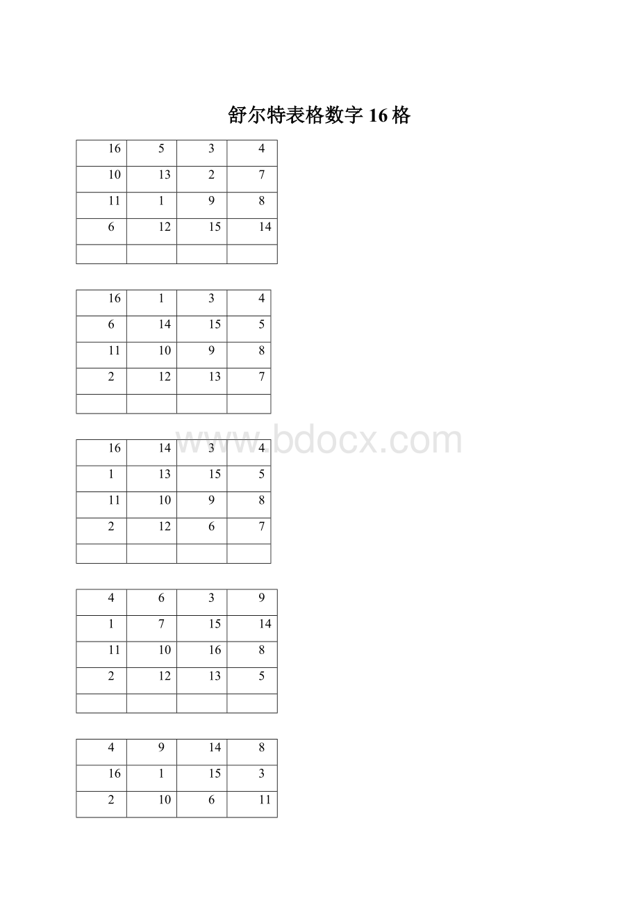 舒尔特表格数字16格Word文件下载.docx