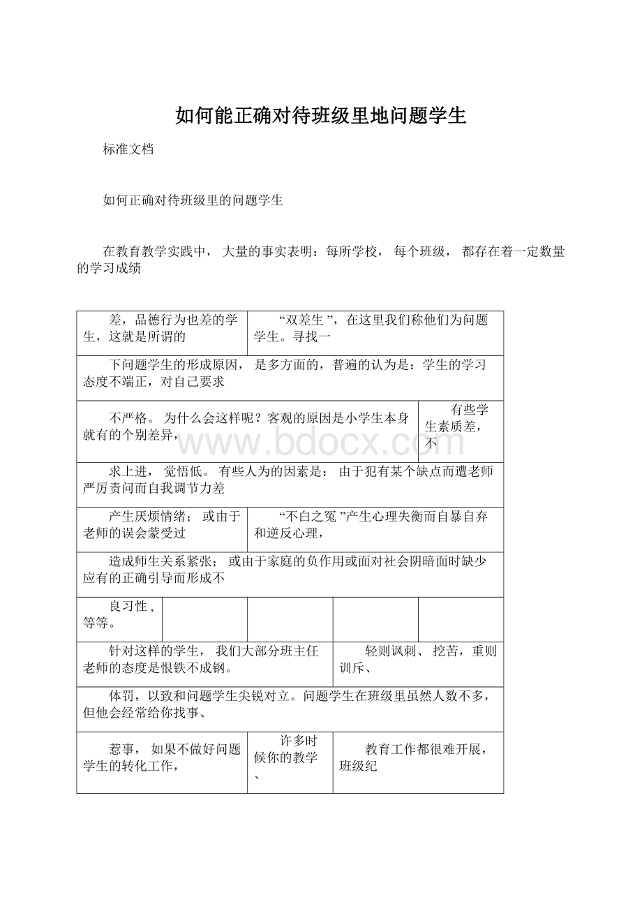 如何能正确对待班级里地问题学生Word格式.docx_第1页