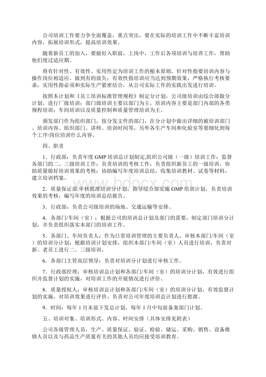 最新GMP年度培训总计划及部门计划Word下载.docx_第3页