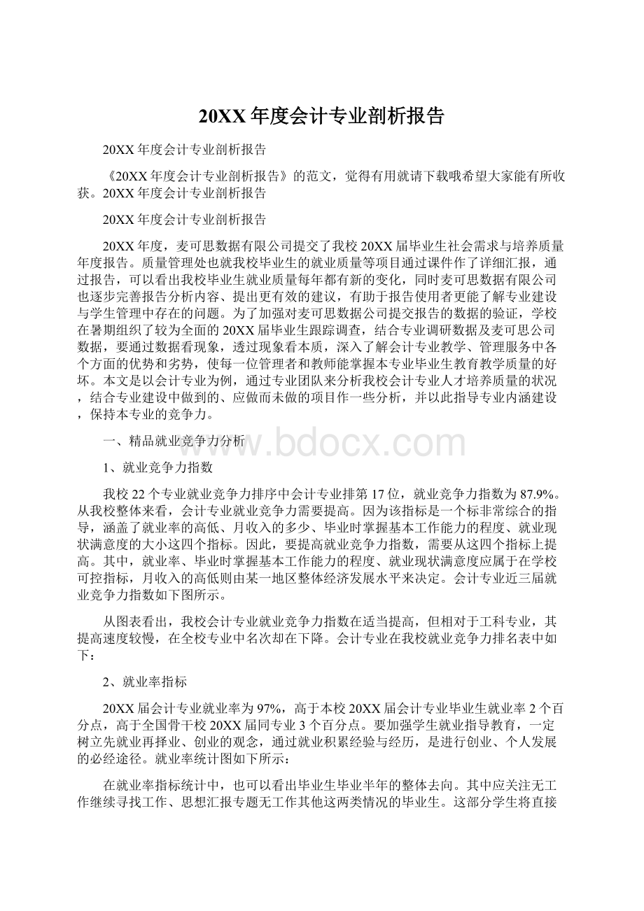 20XX年度会计专业剖析报告.docx