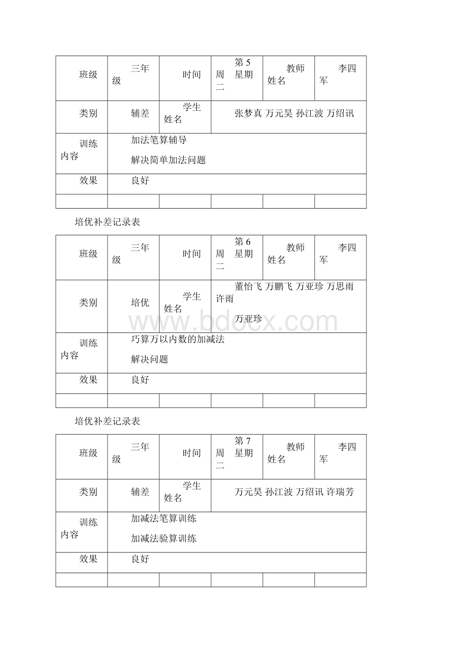 最新三年级上册数学培优辅差记录表.docx_第3页