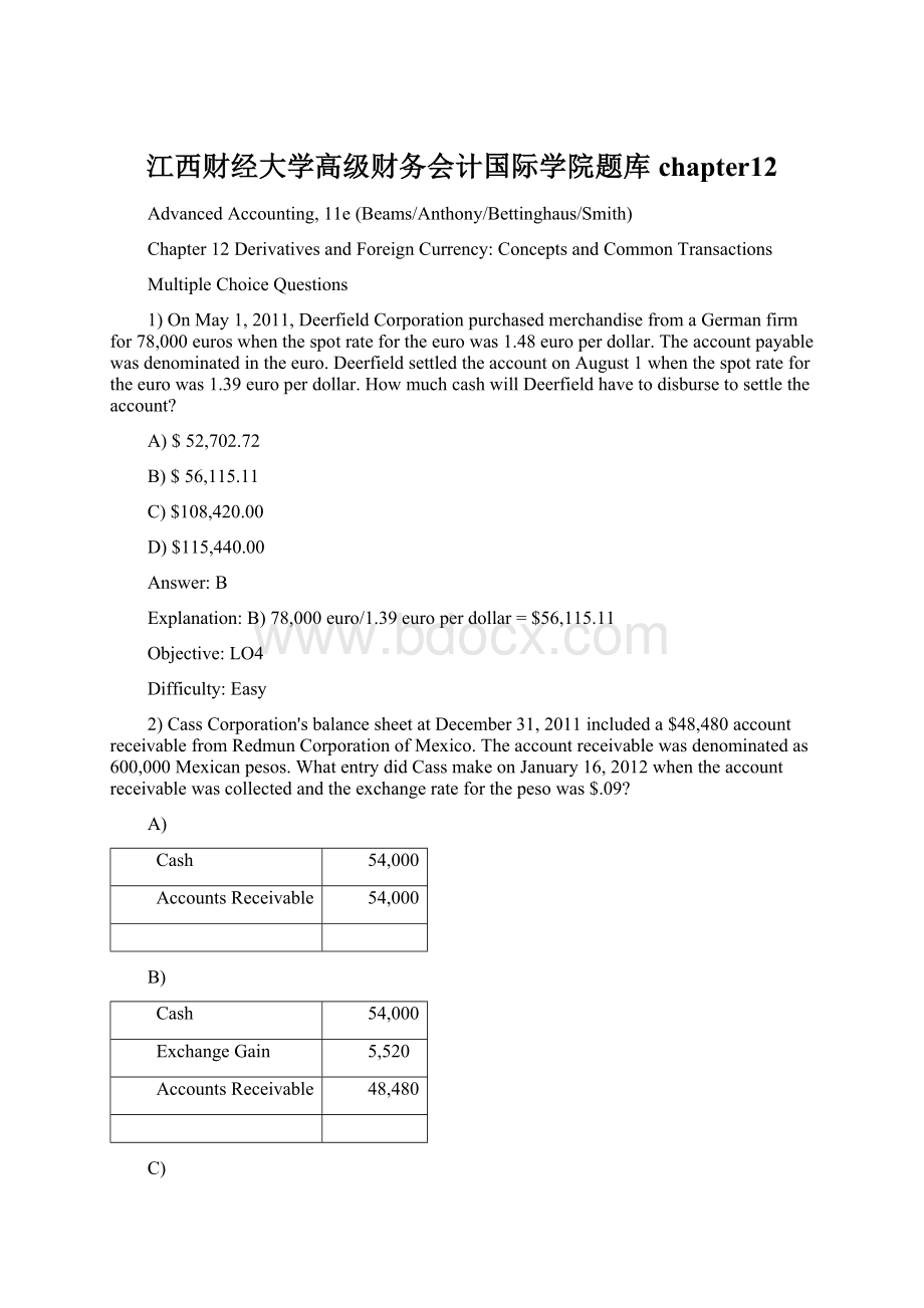 江西财经大学高级财务会计国际学院题库chapter12Word文件下载.docx