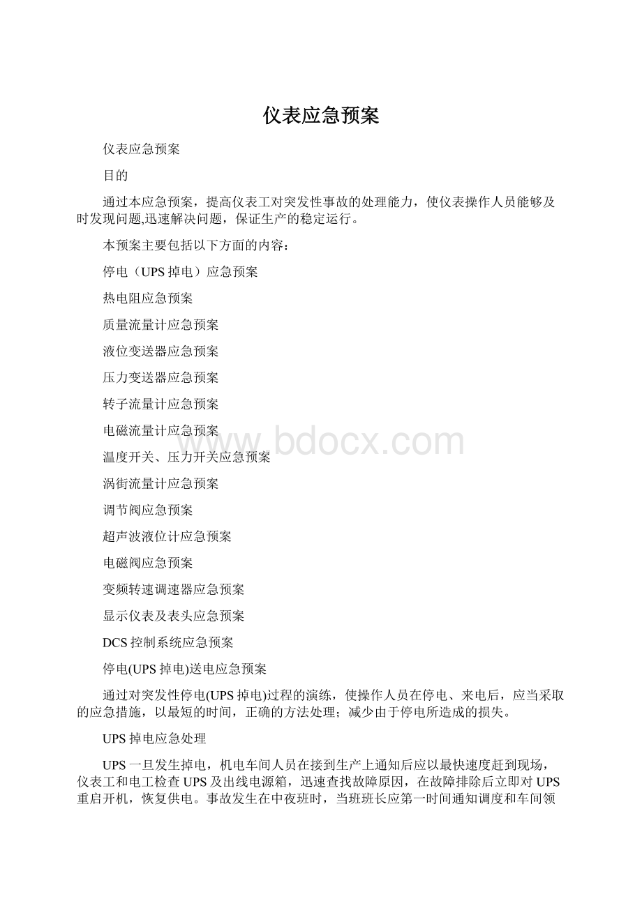 仪表应急预案Word文档格式.docx