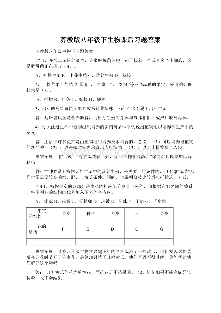 苏教版八年级下生物课后习题答案Word文档格式.docx_第1页