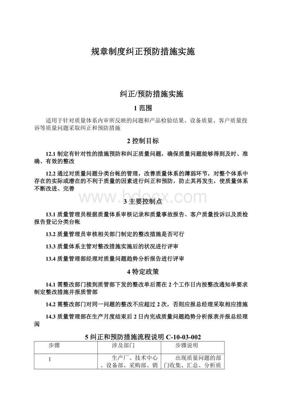 规章制度纠正预防措施实施.docx_第1页