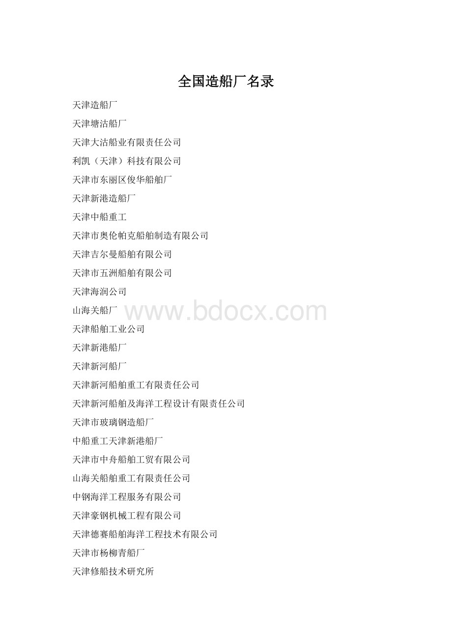 全国造船厂名录Word文档格式.docx