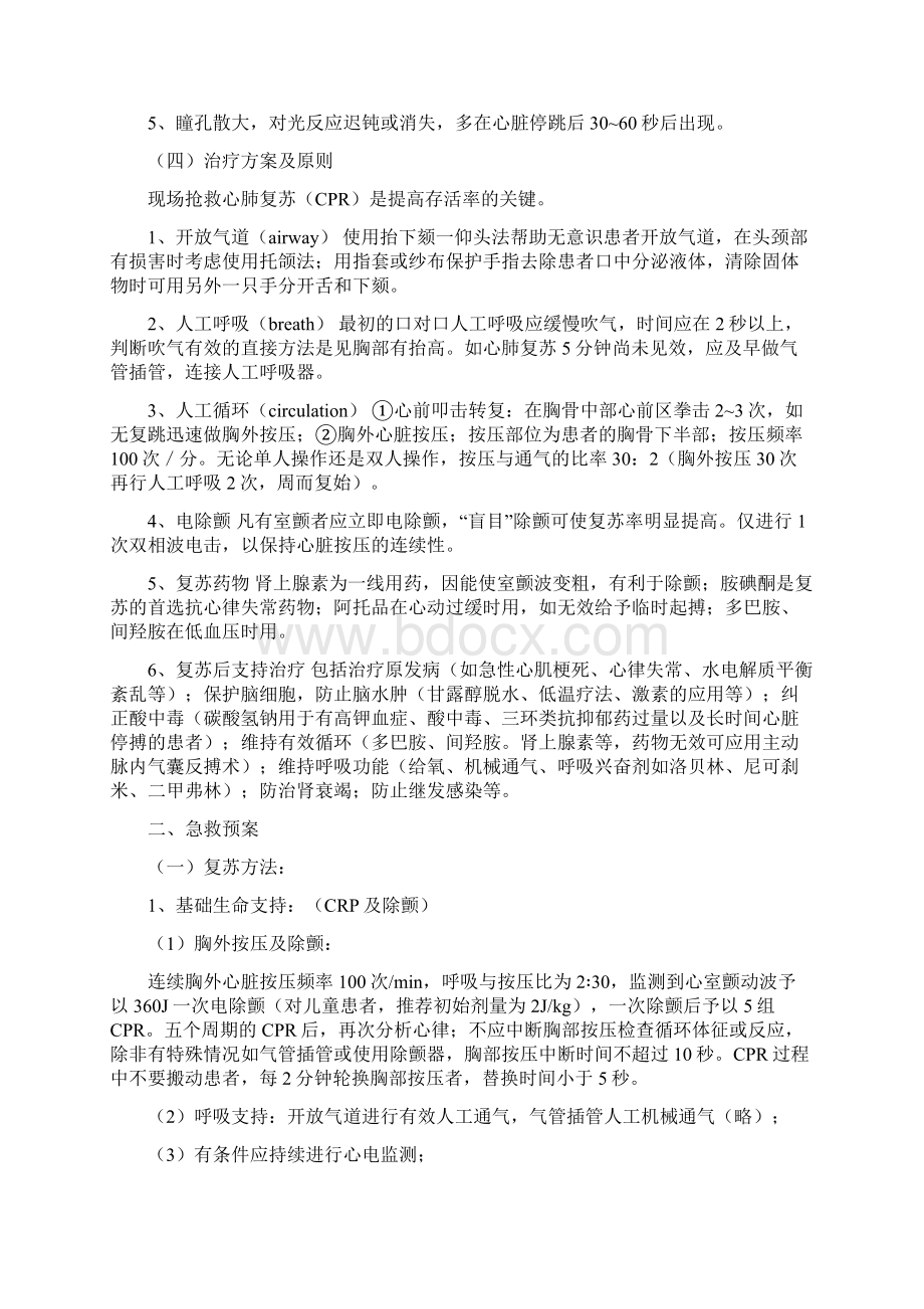 52重症医学科重点病种诊疗规范急救预案及流程Word格式.docx_第2页