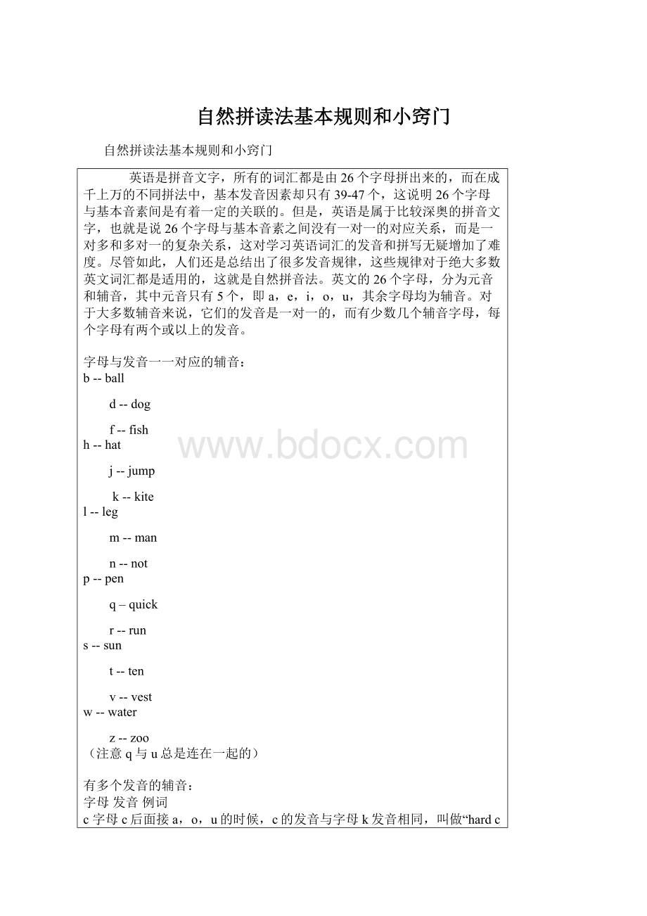 自然拼读法基本规则和小窍门Word格式文档下载.docx_第1页