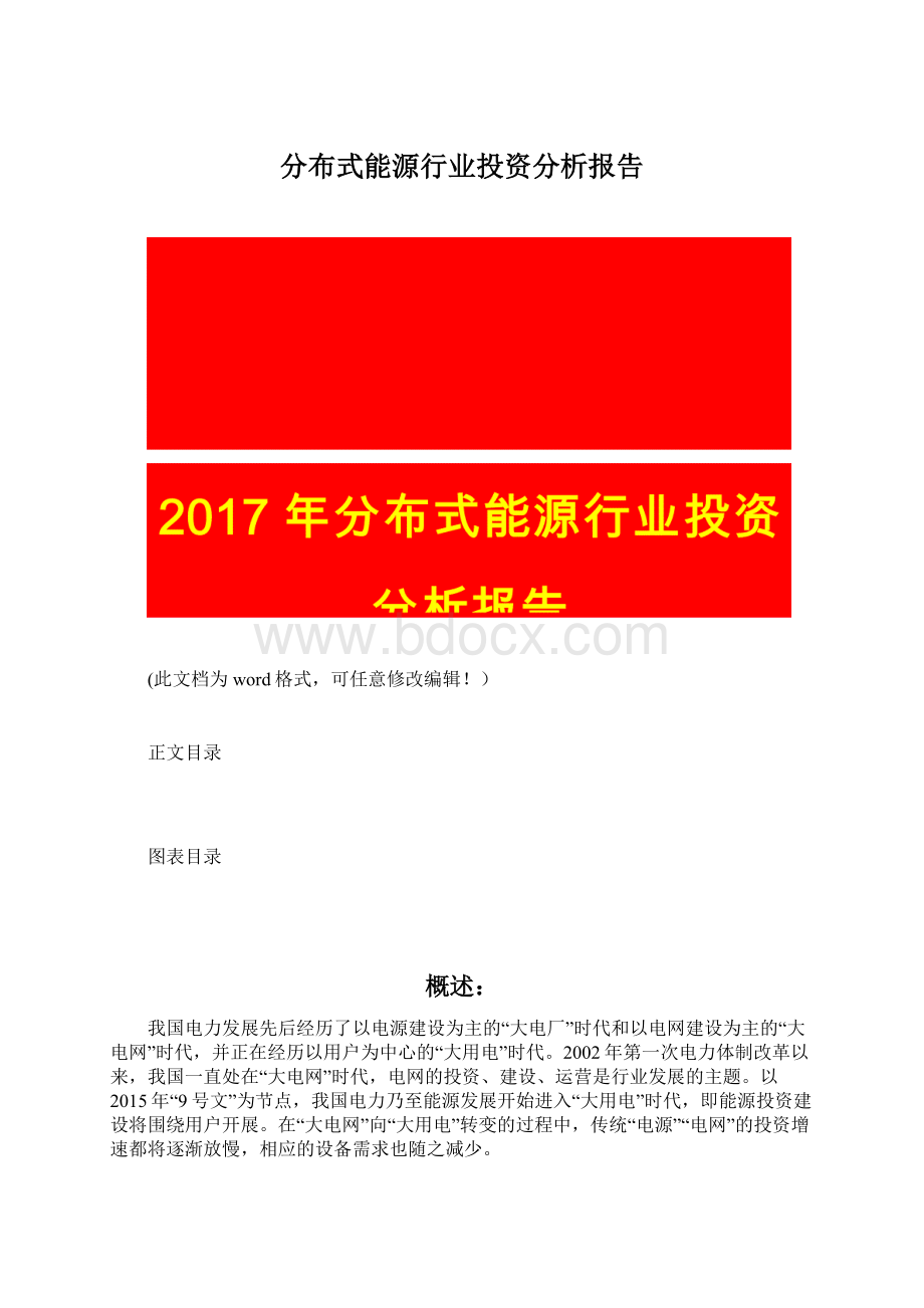 分布式能源行业投资分析报告Word文档格式.docx