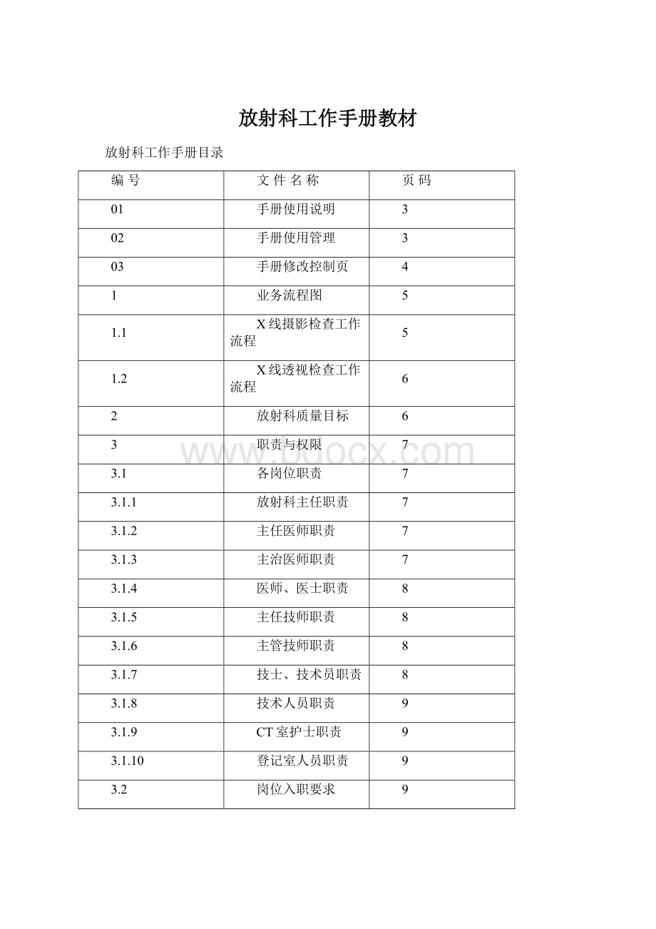 放射科工作手册教材Word文档格式.docx