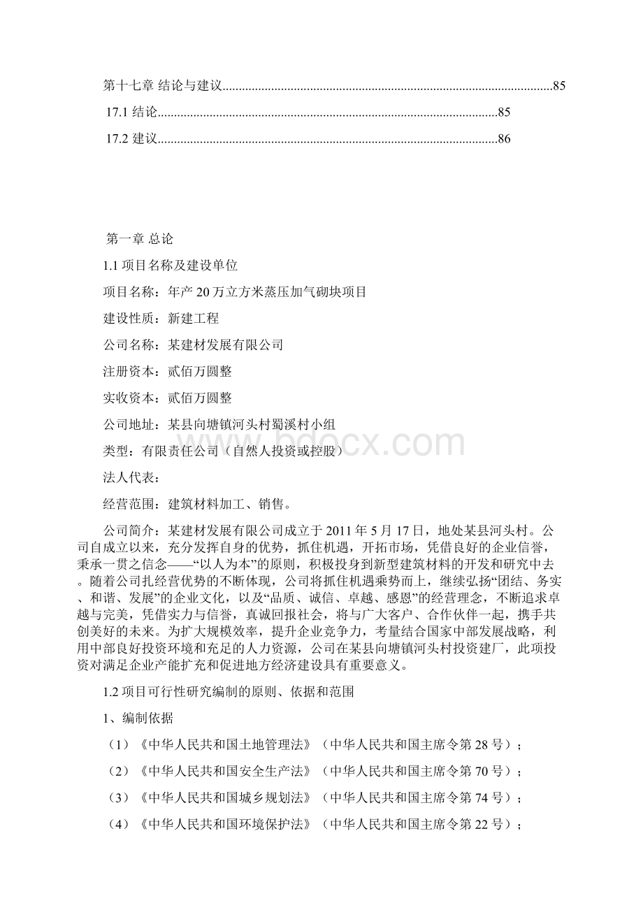 年产20万立方米蒸压加气砌块生产项目可行性研究报告.docx_第2页