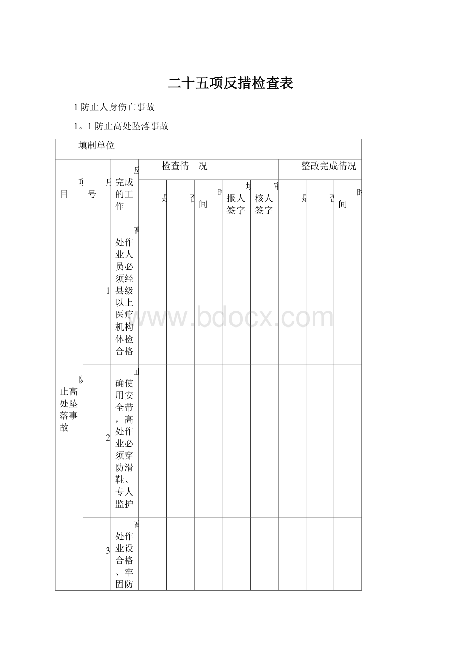 二十五项反措检查表Word格式.docx