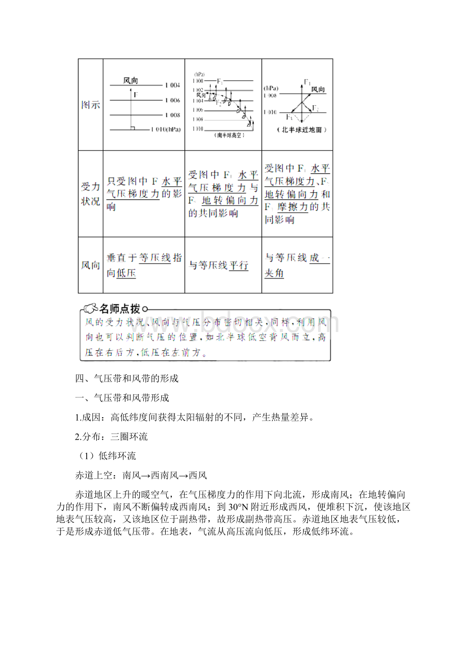 高地理一轮复习精品导学案冷热不均引起的大气运动及气压带和风带必修Word文档下载推荐.docx_第3页