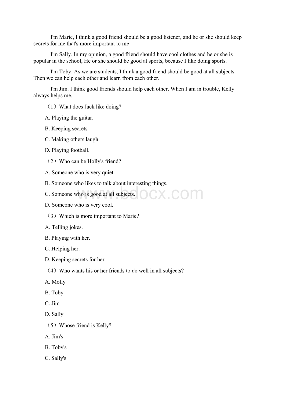 英语英语七年级英语上册阅读理解100及答案1.docx_第3页