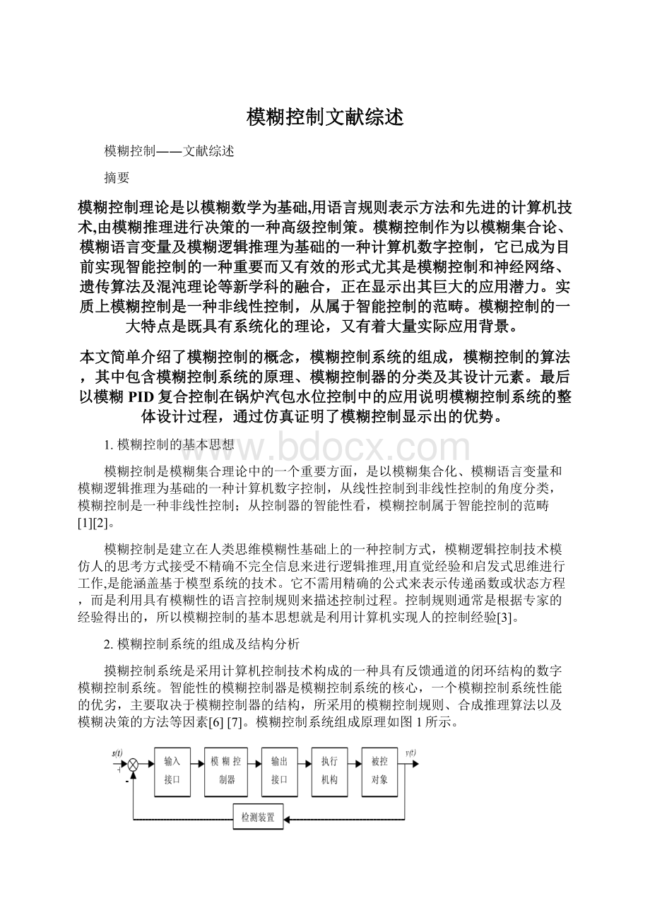 模糊控制文献综述.docx_第1页