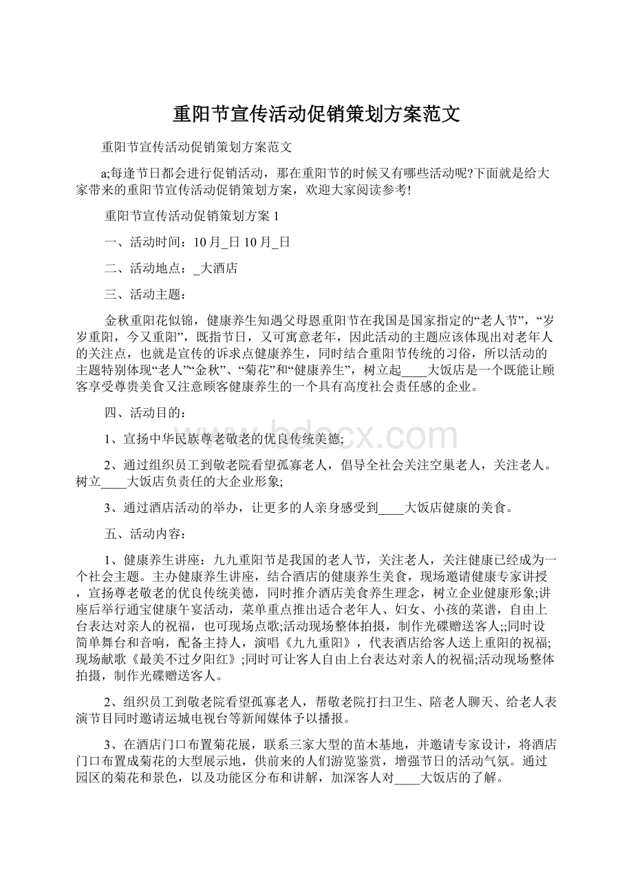 重阳节宣传活动促销策划方案范文.docx